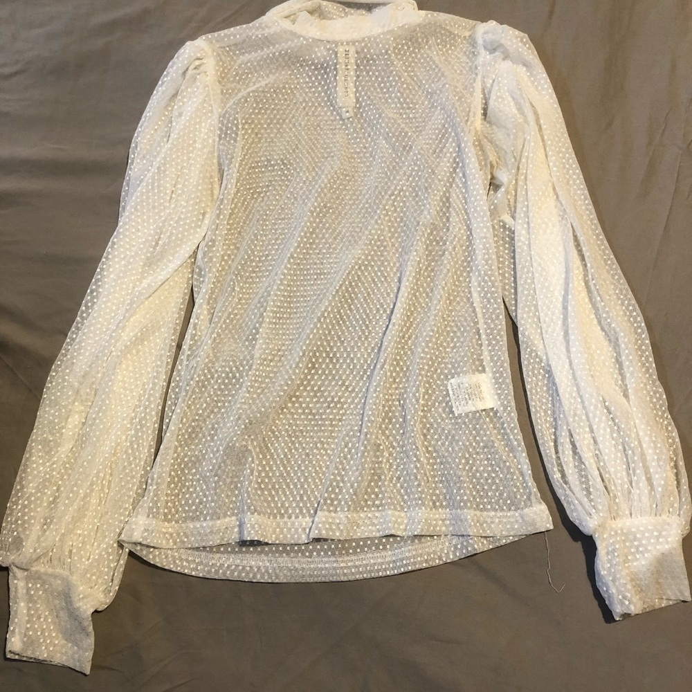 Eliza Faulkner - sheer, mesh Swiss dot blouse